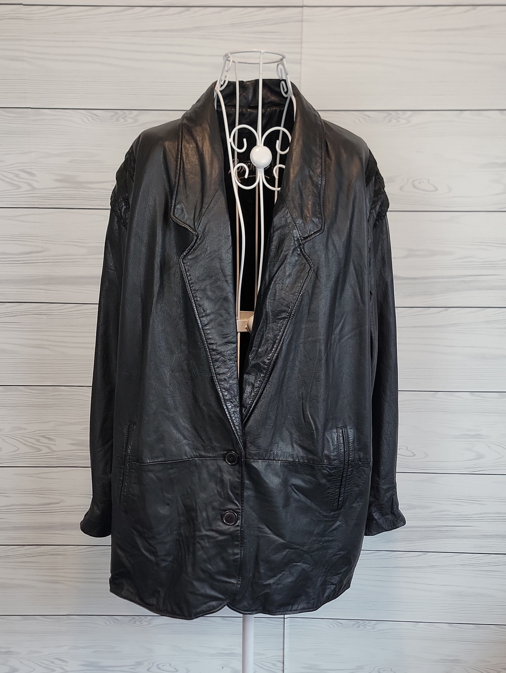 Roxciticus Vintage 80s Leather Jacket - Black Mid-Length Womens Size L